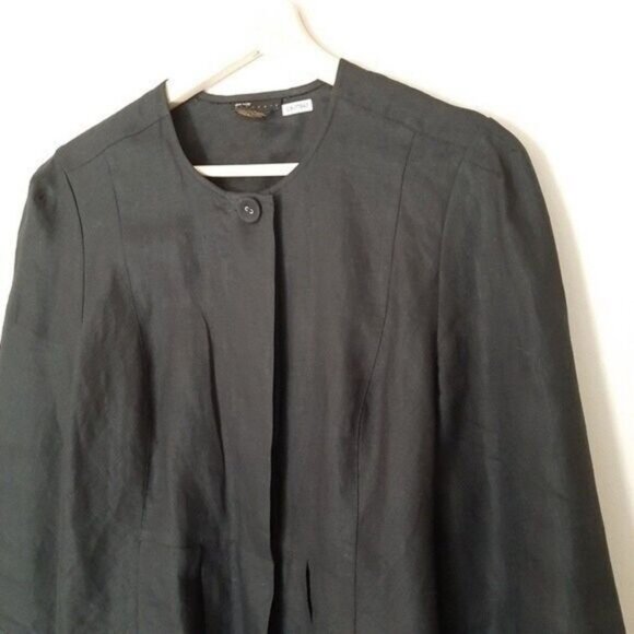 GRACE ELEMENTS 100% Linen Jacket Blazer Black Sz 8 - Picture 2 of 10